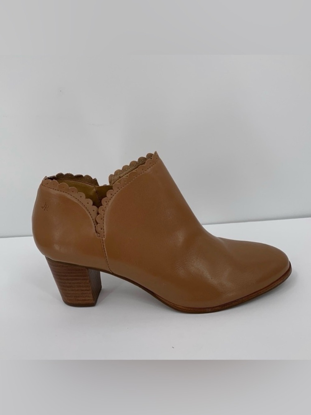 Jack Rogers Marianne ankle boot Cognac brown leather scallop shoe women 11